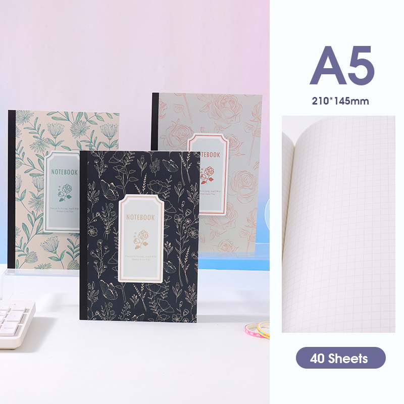 دفتر مربعات الزهور الكلاسيكية A5 - 40 ورقة