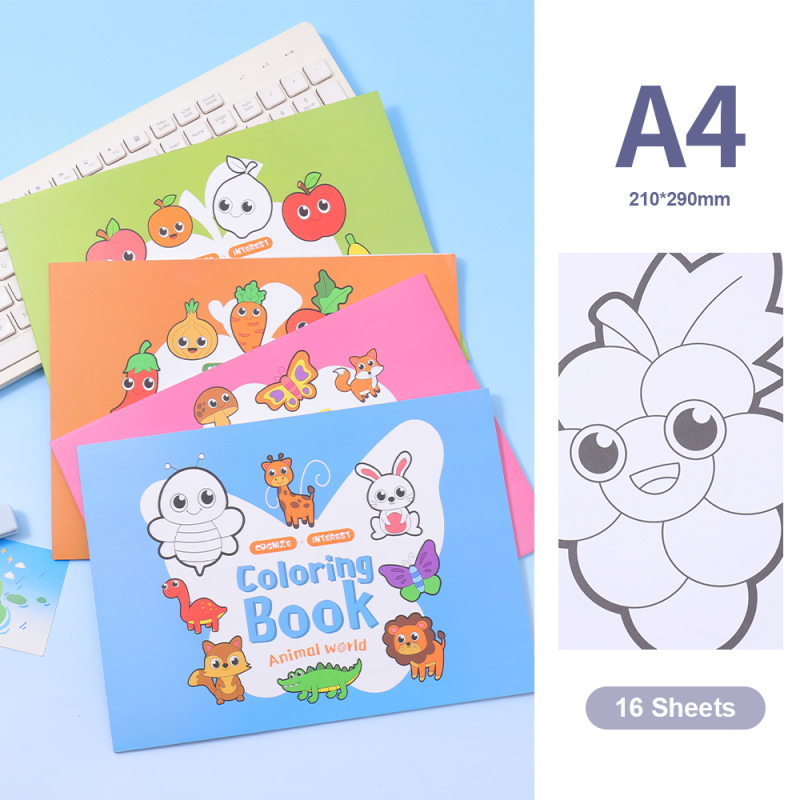 كتاب تلوين كرتوني لطيف بمقاس إيه 4 و 16 ورقة