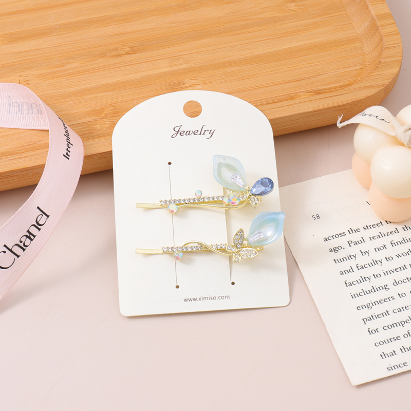 دبابيس شعر أنيقة مرصعة بالخرز وأحجار الراين للسيدات رقم 02